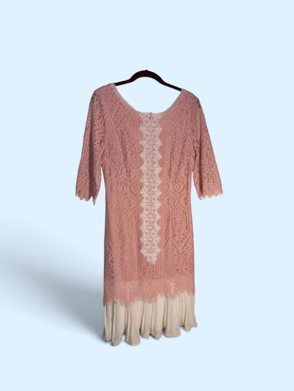 NWT WLZD Pink Lace & White Trim Midi Length Dress Sz XL